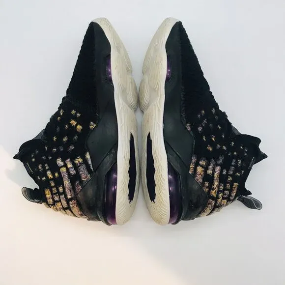 Nike LeBron XVII 17 Lakers Sneakers 5Y Black/White/Eggplant/Amarillo BQ5594-004