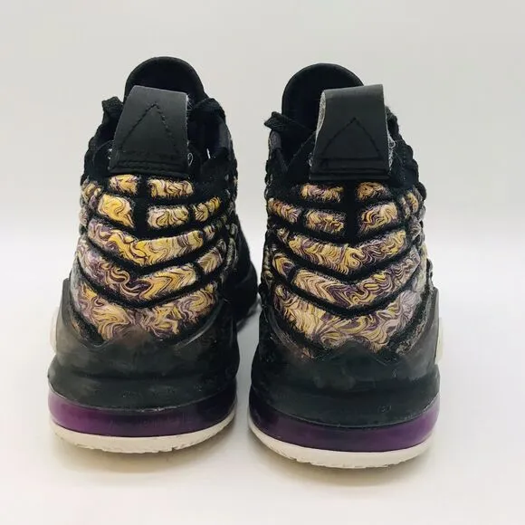 Nike LeBron XVII 17 Lakers Sneakers 5Y Black/White/Eggplant/Amarillo BQ5594-004