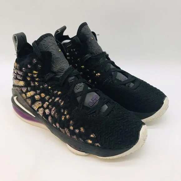 Nike LeBron XVII 17 Lakers Sneakers 5Y Black/White/Eggplant/Amarillo BQ5594-004