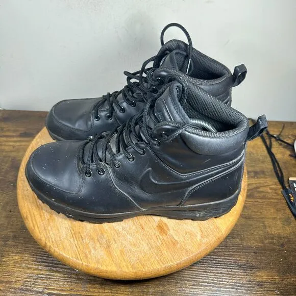 Nike Manoa Leather Boots Triple Black Shoe Sneakers Men's Size 10.5 454350-003