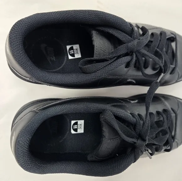 Nike Mens Black Leather Court Performance Sneaker Sz 11 Low Top Lace Up Athletic