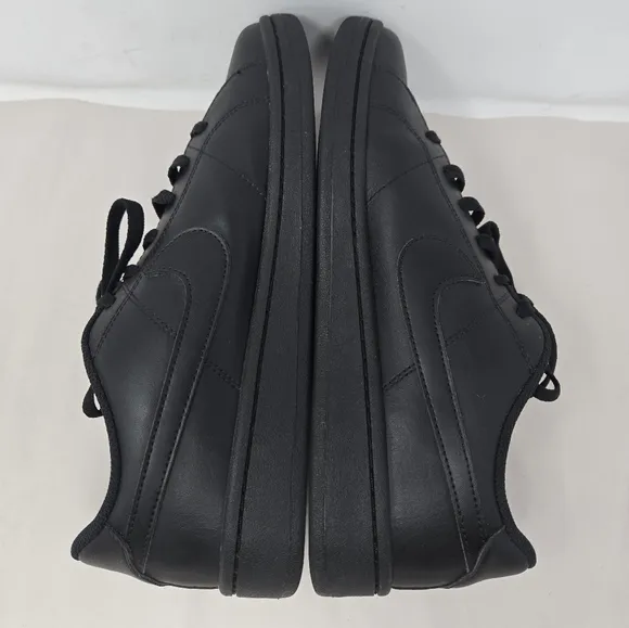 Nike Mens Black Leather Court Performance Sneaker Sz 11 Low Top Lace Up Athletic