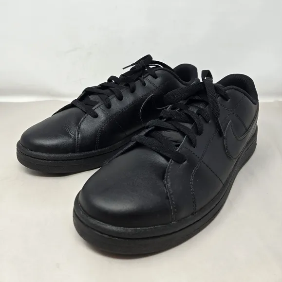 Nike Mens Black Leather Court Performance Sneaker Sz 11 Low Top Lace Up Athletic