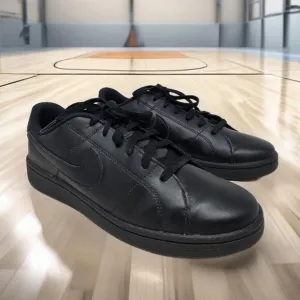 Nike Mens Black Leather Court Performance Sneaker Sz 11 Low Top Lace Up Athletic