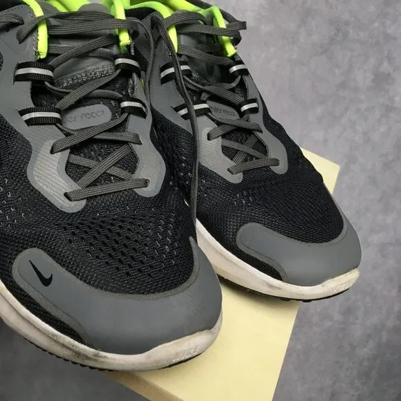 Nike Mens React Miler 2 Running Shoes size 12.5 Sneakers Smoke Grey Volt Black