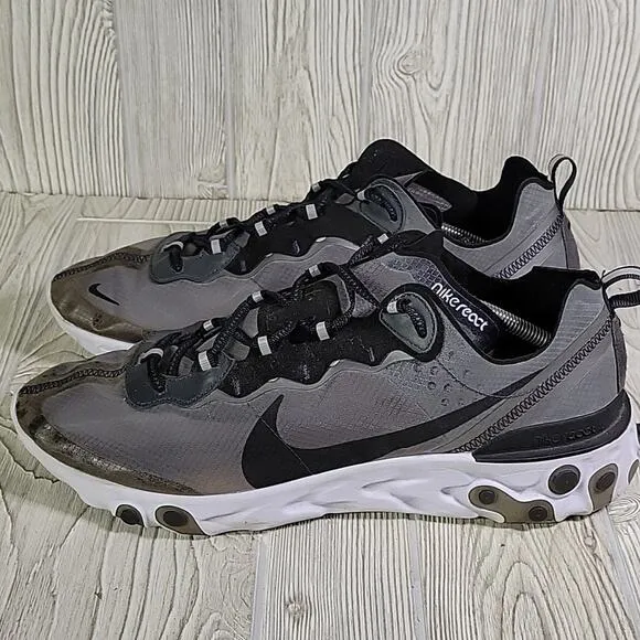Nike React Element 87 Anthracite Black White Athletic Sneakers Mens Size 14