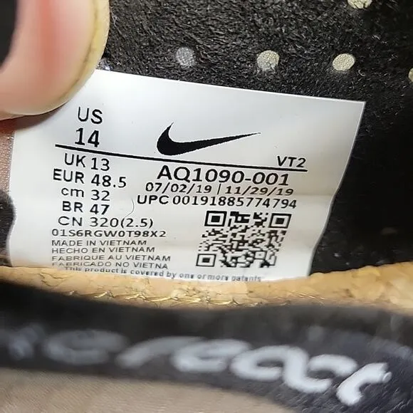 Nike React Element 87 Anthracite Black White Athletic Sneakers Mens Size 14