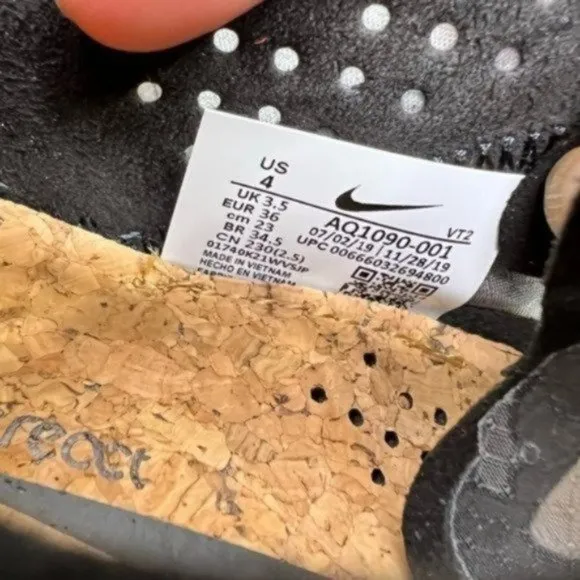 Nike React Element 87 Black Anthracite Sail Sneakers Women Size 5.5