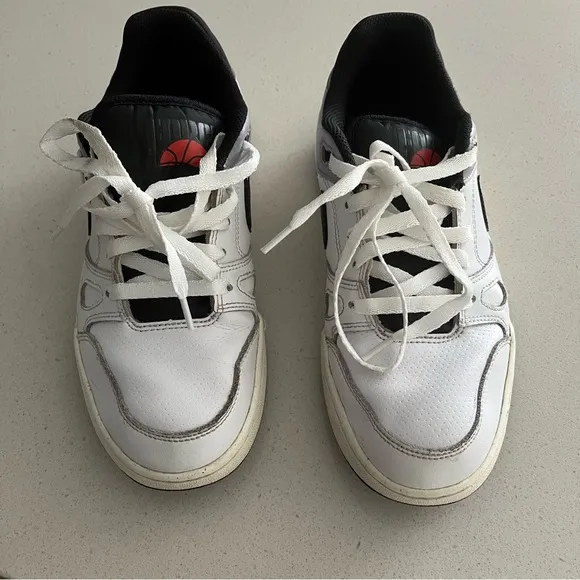 Nike White and Black Low-Top Sneakers with Red Accent
