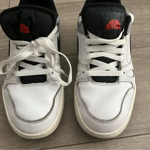 Nike White and Black Low-Top Sneakers with Red Accent