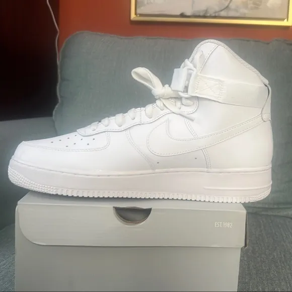 Nike White High-Top Sneakers with Lace-Up Closure