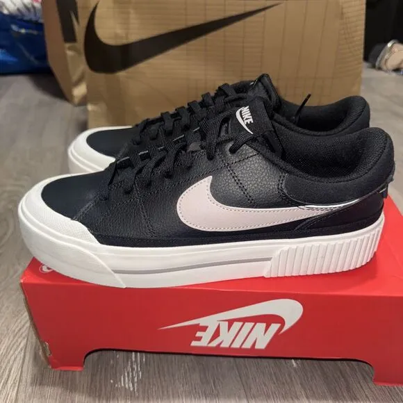 Nike Women Court Legacy Lift Black Violet Platform Sneakers SZ 10.5 DM7590-002