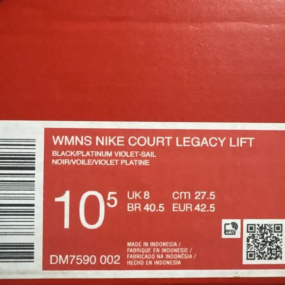 Nike Women Court Legacy Lift Black Violet Platform Sneakers SZ 10.5 DM7590-002