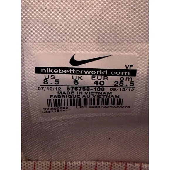 Nike Women's Air Force‎ 1 Size 8.5 576753-100 White Silver Studded 2012