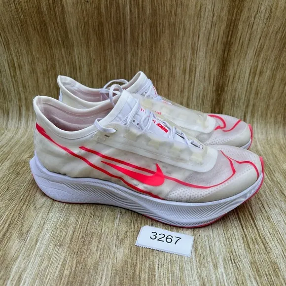 Nike Zoom Fly 3 Women's Size 8 'White Laser Crimson' Shoes Sneakers AT8241-101