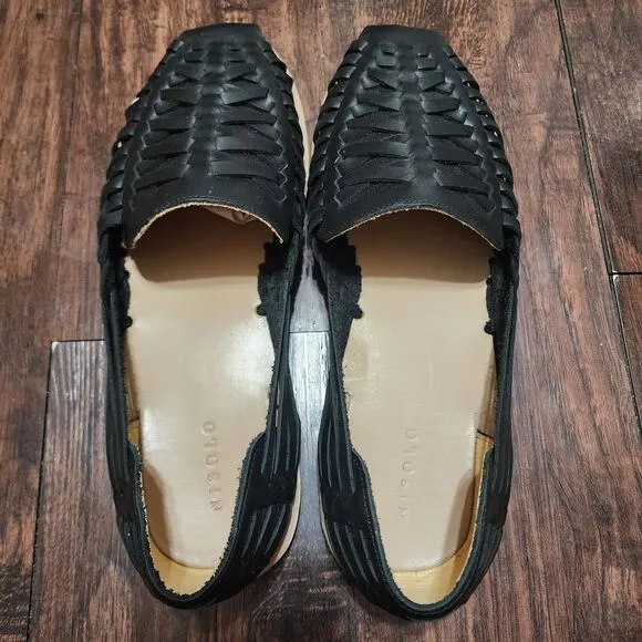 Nisolo Huarache Sandals Mens 11.5 Black 100% Leather Runs Big