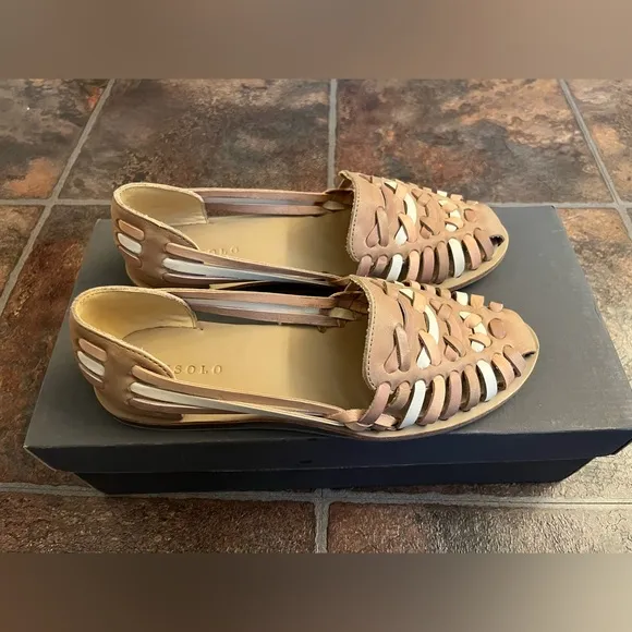Nisolo Women’s Huarache Sandals Almond Colorblock 7.5