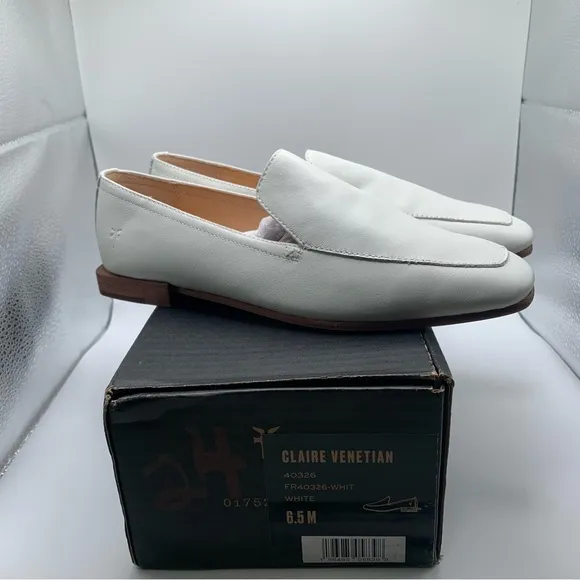 NWB Frye Women's Claire Venetian Leather Loafers white size 6.5M 1708