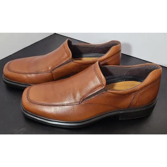 NWOB Ecco Men's Cognac Leather Helsinki 2 Slip-On Loafers Mens Size US8 EU41