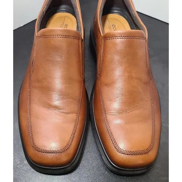 NWOB Ecco Men's Cognac Leather Helsinki 2 Slip-On Loafers Mens Size US8 EU41