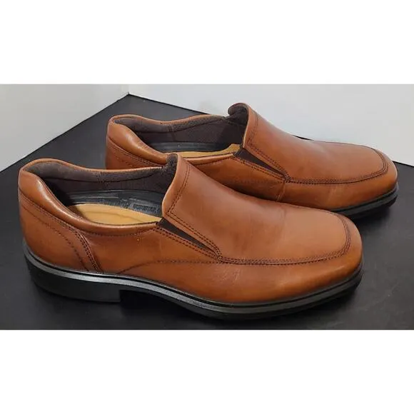 NWOB Ecco Men's Cognac Leather Helsinki 2 Slip-On Loafers Mens Size US8 EU41