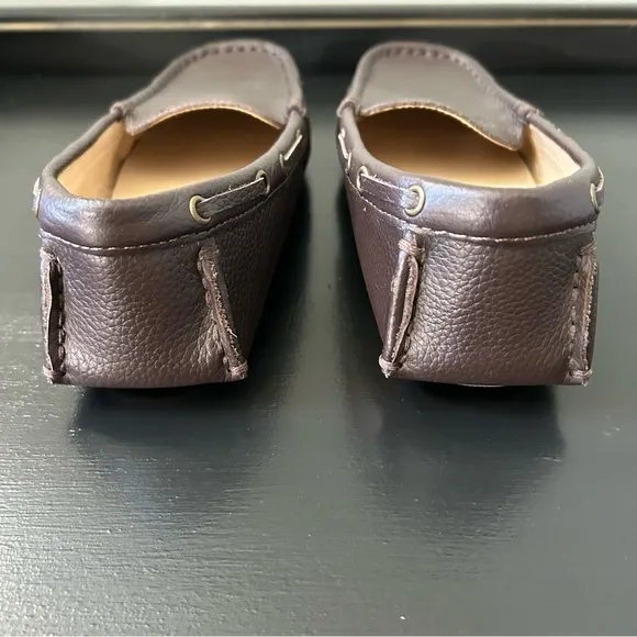 NWOB Janie and Jack Brown Leather Driver Loafers, Size 3 Little Boys