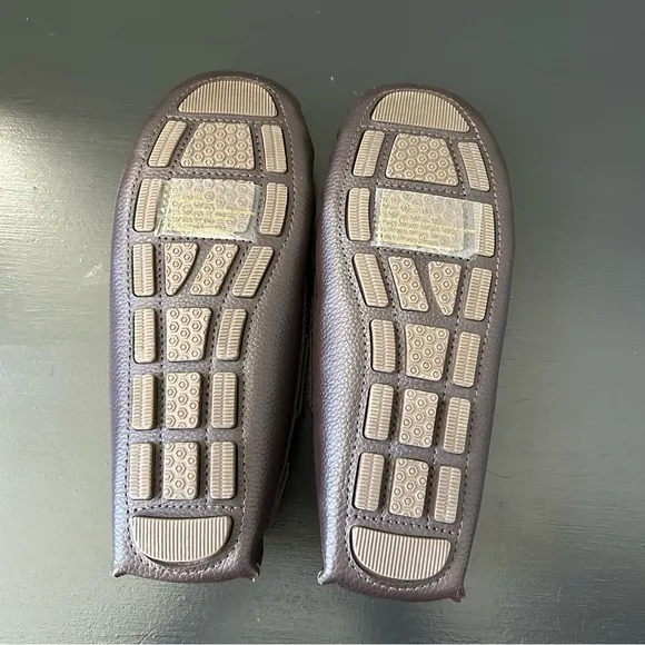 NWOB Janie and Jack Brown Leather Driver Loafers, Size 3 Little Boys