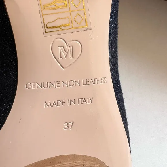 NWOB Mink made in Italy Bunny blue denim flats
