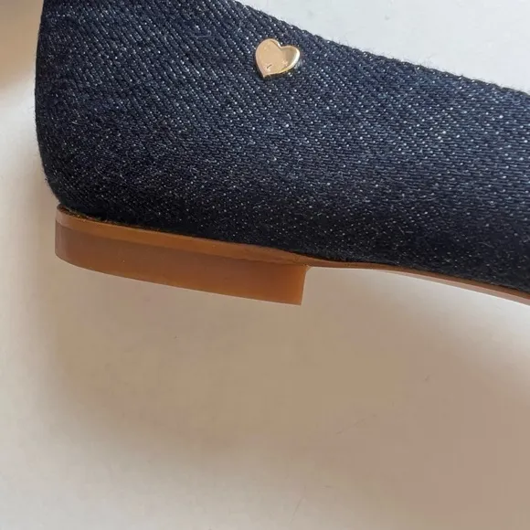 NWOB Mink made in Italy Bunny blue denim flats