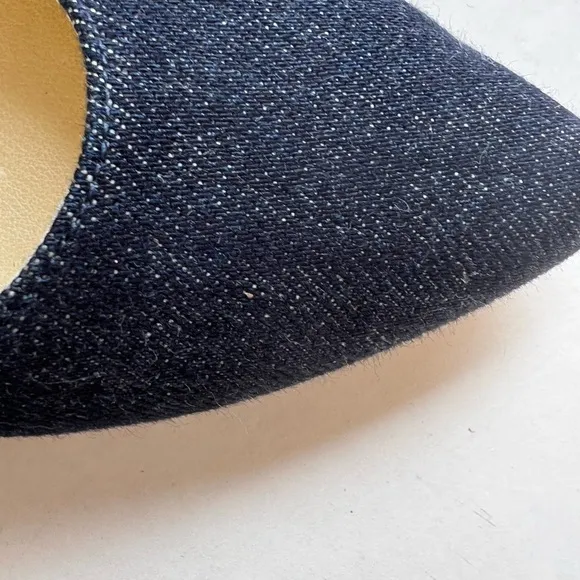 NWOB Mink made in Italy Bunny blue denim flats