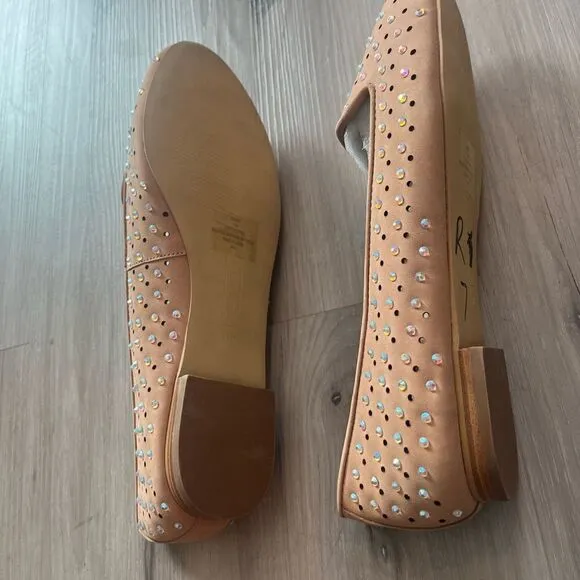 NWOB Steven by Steve Madden 10 Karry Leather Bedazzled Nude Loafers