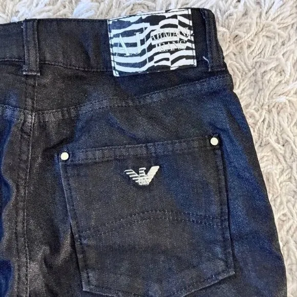 NWOT!  Authentic Armani Jeans Long Straight Leg Jeans in Dark Grey - Size 25