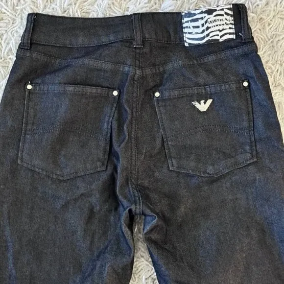 NWOT!  Authentic Armani Jeans Long Straight Leg Jeans in Dark Grey - Size 25