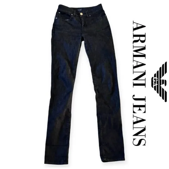 NWOT!  Authentic Armani Jeans Long Straight Leg Jeans in Dark Grey - Size 25