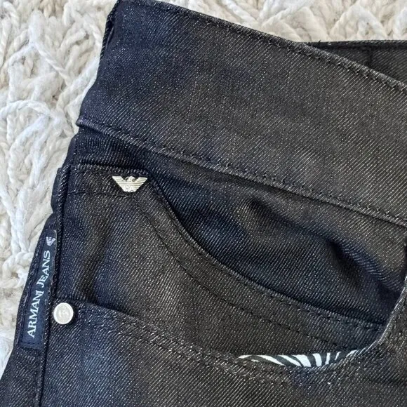 NWOT!  Authentic Armani Jeans Long Straight Leg Jeans in Dark Grey - Size 25