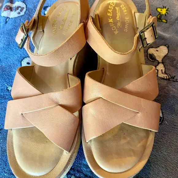 NWOT Kork-Ease Ava Classic - Size 7 - Natural Vechettta Leather Wedge Sandals