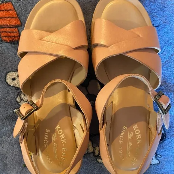 NWOT Kork-Ease Ava Classic - Size 7 - Natural Vechettta Leather Wedge Sandals