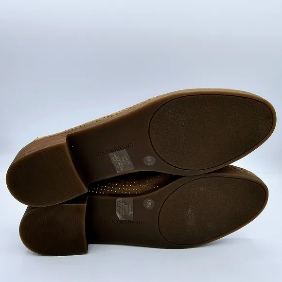 NWOT Lucky Brand Caylonp Tan Perforated Suede Leather Loafers