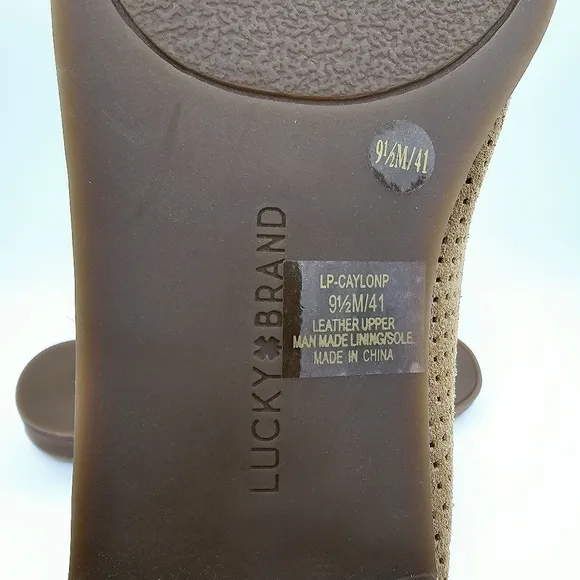 NWOT Lucky Brand Caylonp Tan Perforated Suede Leather Loafers