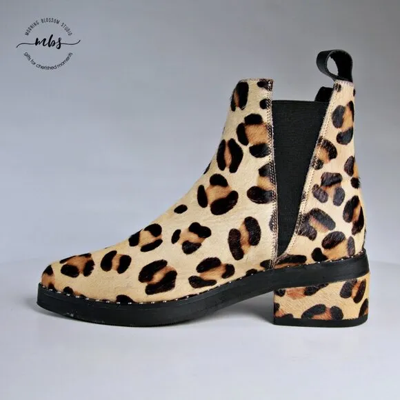 NWOT One Teaspoon Leopard Leather Chelsea Boots
