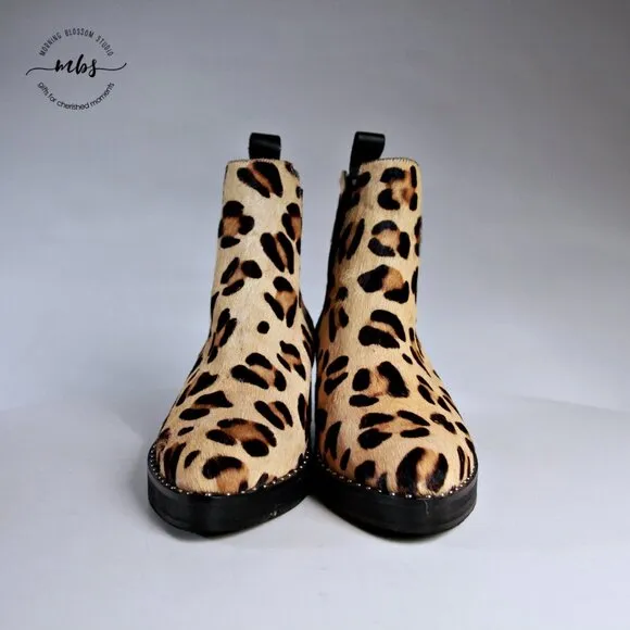 NWOT One Teaspoon Leopard Leather Chelsea Boots