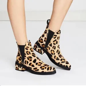 NWOT One Teaspoon Leopard Leather Chelsea Boots