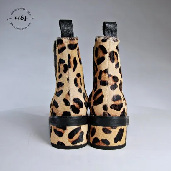 NWOT One Teaspoon Leopard Leather Chelsea Boots