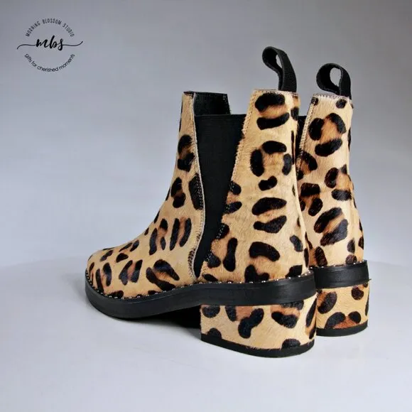 NWOT One Teaspoon Leopard Leather Chelsea Boots
