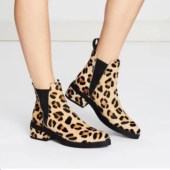 NWOT One Teaspoon Leopard Leather Chelsea Boots