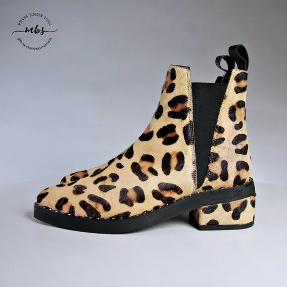 NWOT One Teaspoon Leopard Leather Chelsea Boots