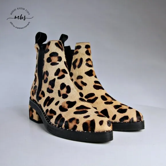 NWOT One Teaspoon Leopard Leather Chelsea Boots