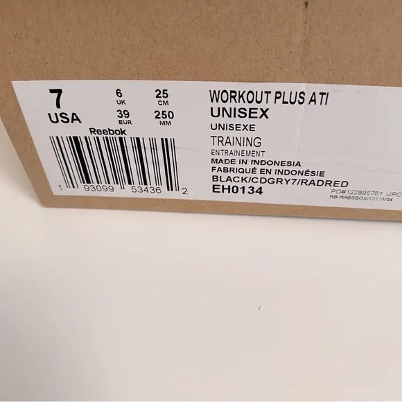 NWOT Reebok Workout Plus ATI Radiant Red Sneakers US Size 7/EUR 39 Unisex
