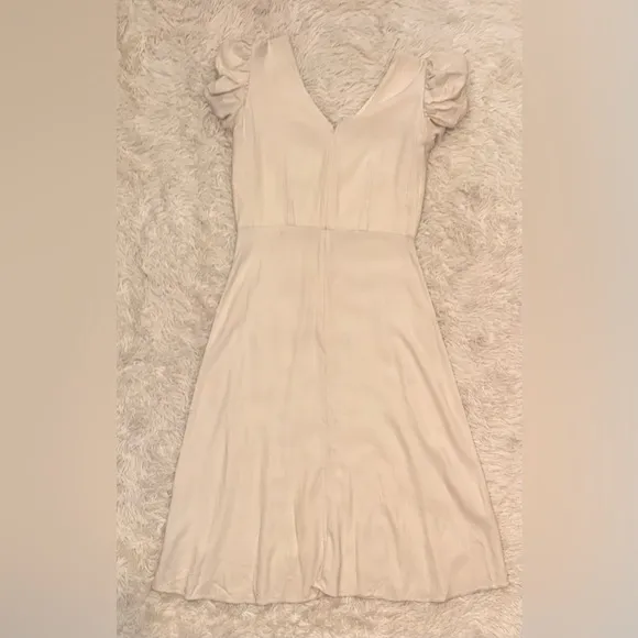 NWOT Saloni Margot puff sleeves button down ivory Midi Dress sz 8