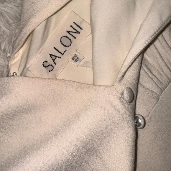NWOT Saloni Margot puff sleeves button down ivory Midi Dress sz 8